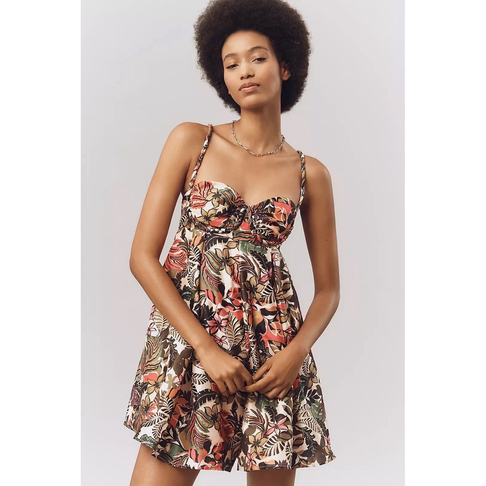 NEW Anthropologie HUTCH Bustier Printed Romper Sz Medium Tropical Floral NWT